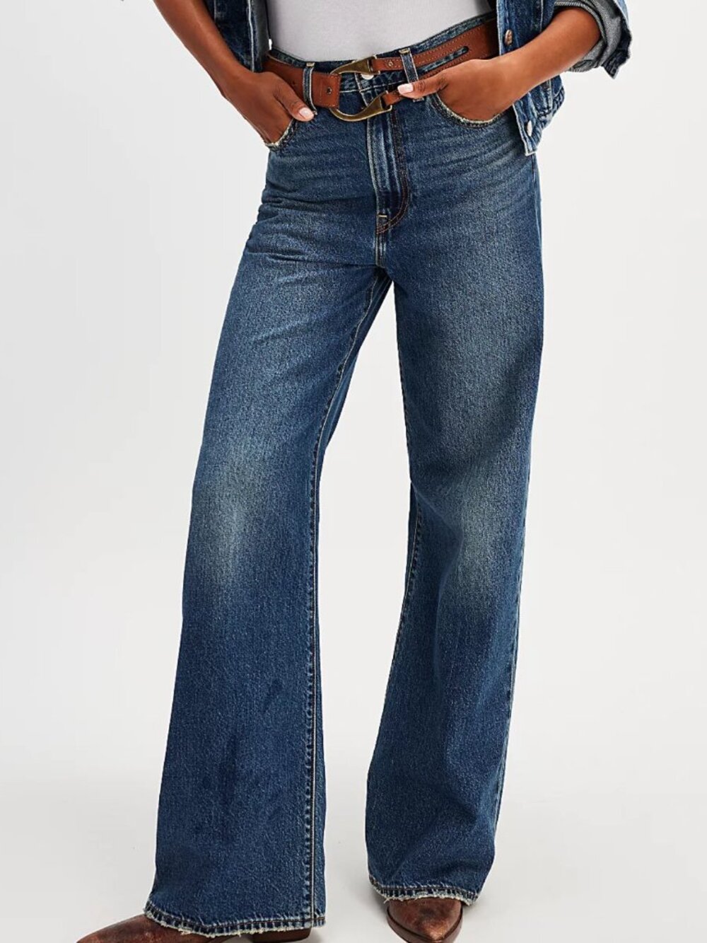 Free People Levi's Ribcage Wide-Leg Jeans 26 - Picture 2 of 13